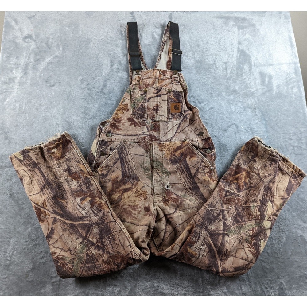 Carhartt Overalls Mens 34x30 Camo Realtree AP Double Knee Insulated R54 CAP READ